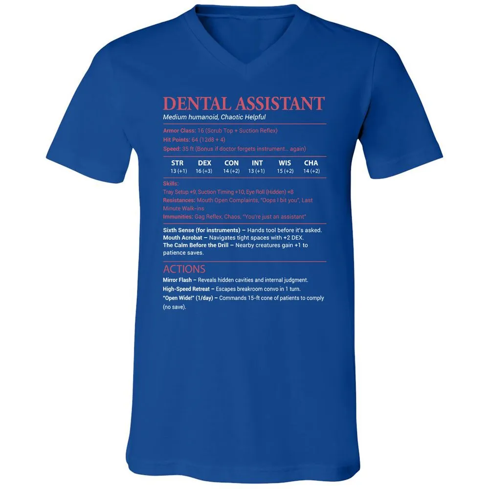 Dental Assistant Unisex V-Neck T-Shirt - True Royal - 4