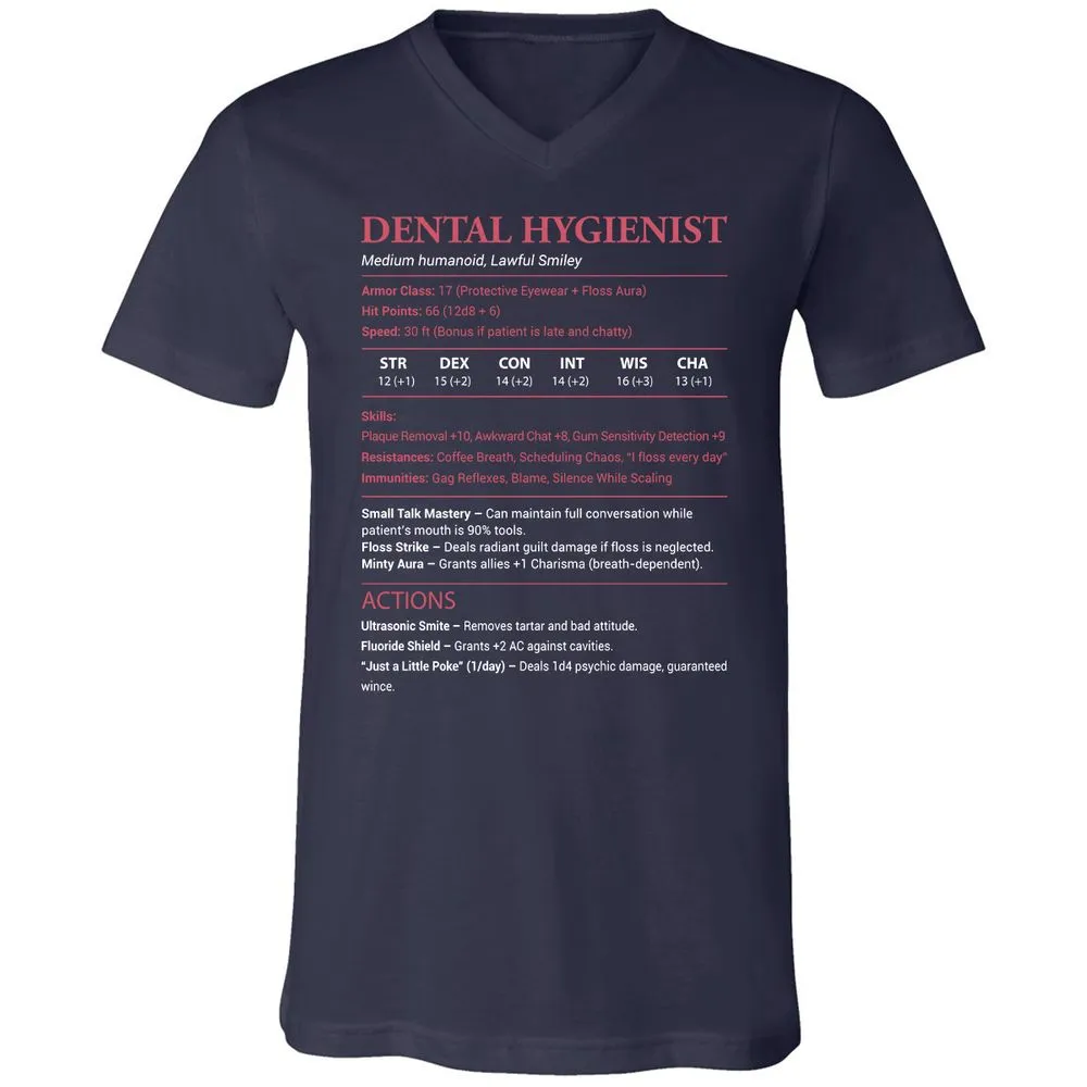 Dental Hygienist Unisex V-Neck T-Shirt - Navy - 2