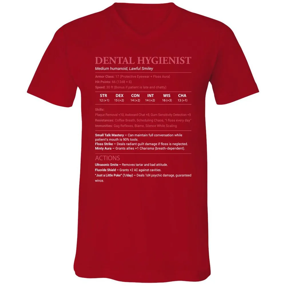 Dental Hygienist Unisex V-Neck T-Shirt - Red - 3