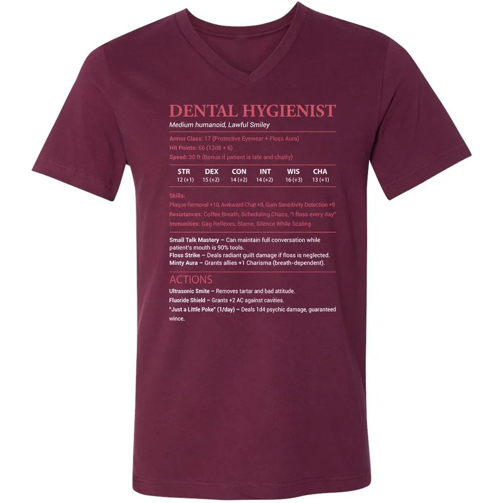 Dental Hygienist Unisex V-Neck T-Shirt - Maroon - 6