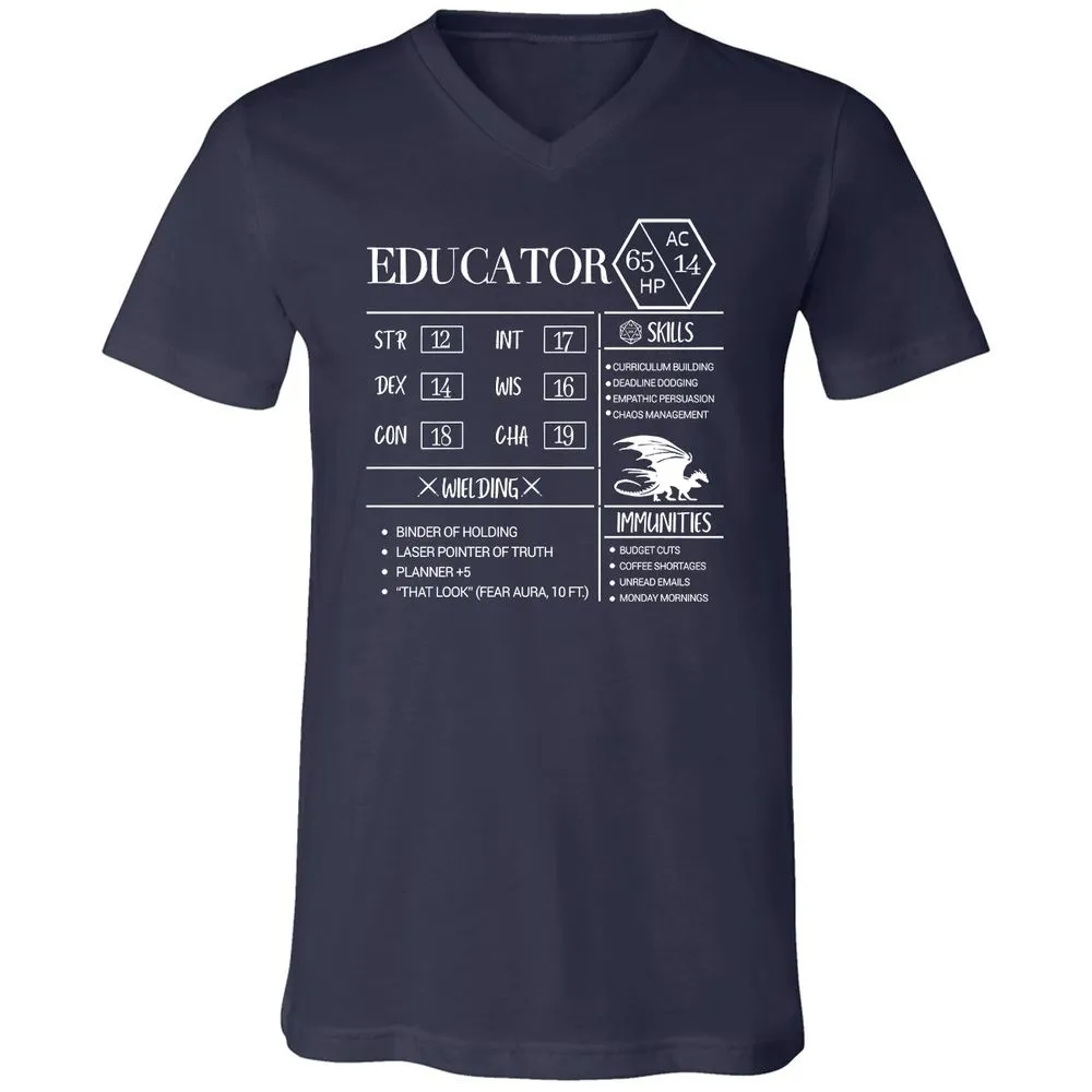 Educator New Unisex V-Neck T-Shirt - Navy - 2