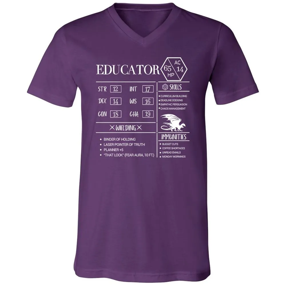 Educator New Unisex V-Neck T-Shirt - Team Purple - 9