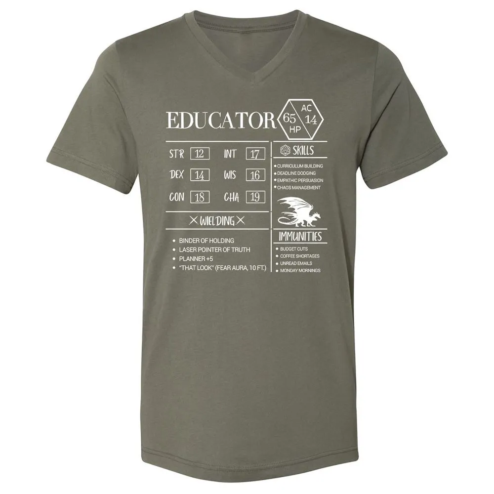 Educator New Unisex V-Neck T-Shirt - Military Green - 10