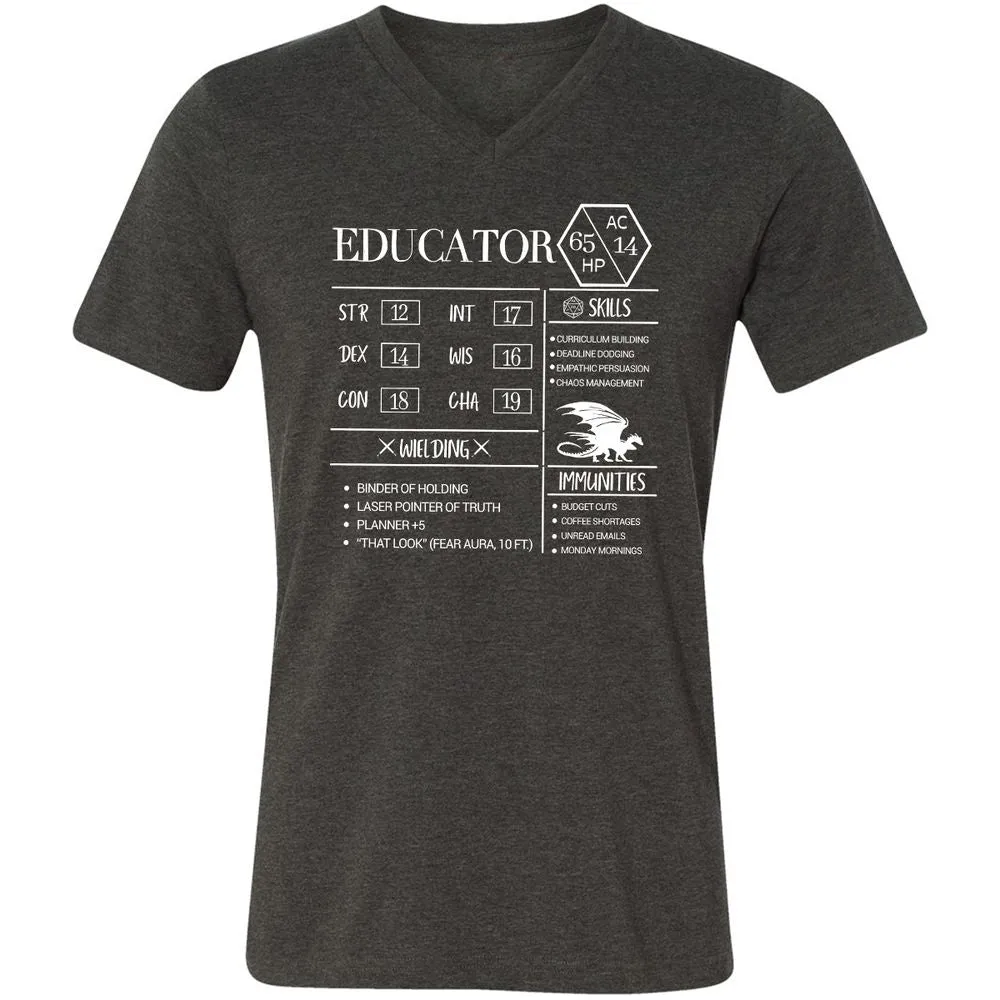 Educator New Unisex V-Neck T-Shirt - Dark Grey Heather - 8