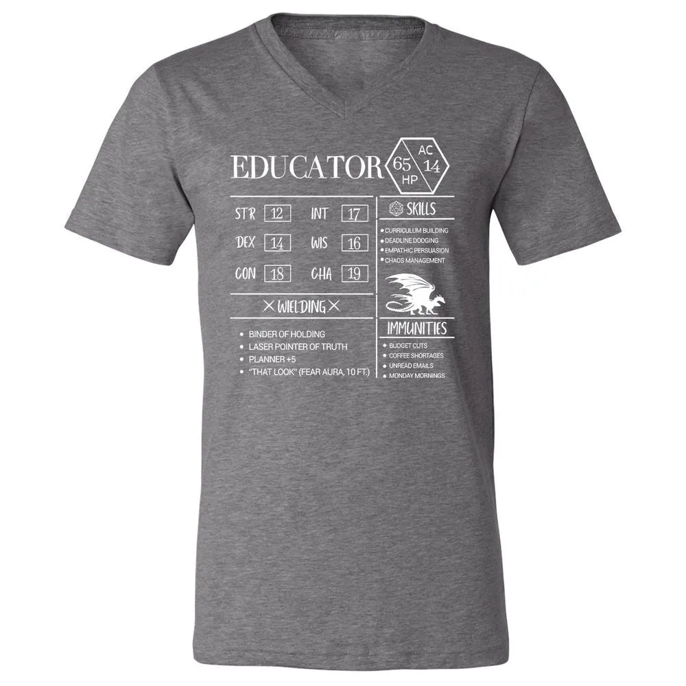 Educator New Unisex V-Neck T-Shirt - Deep Heather - 13