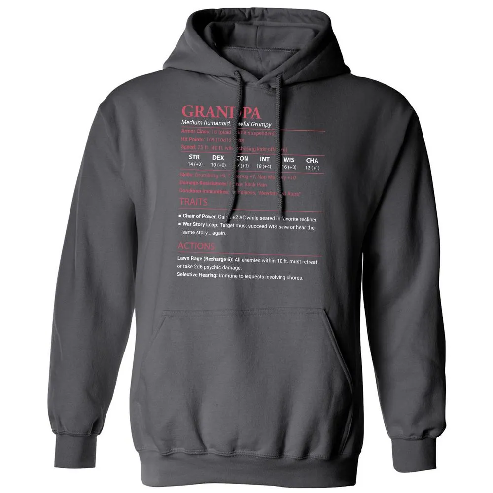 Grandpa Stats Classic Unisex Hoodie - Charcoal - 7