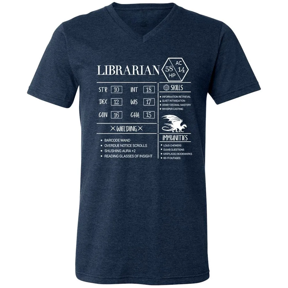 Librarian New Unisex V-Neck T-Shirt - Heather Navy - 15