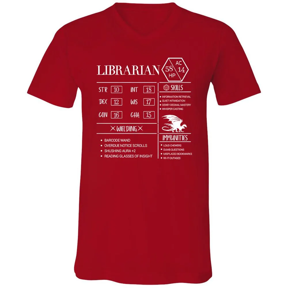 Librarian New Unisex V-Neck T-Shirt - Red - 3
