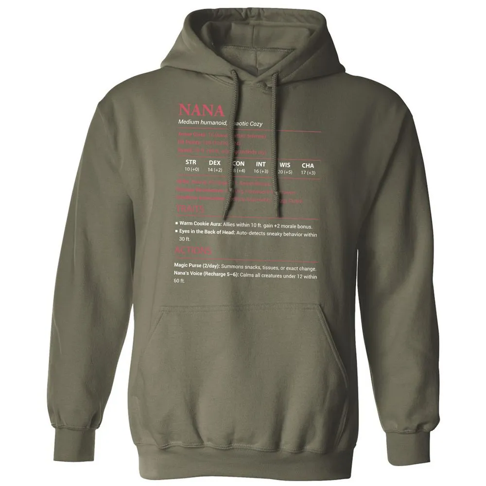 Nana Stats Classic Unisex Hoodie - Military Green - 4