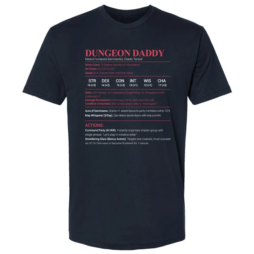 Dungeon Daddy Stats Premium Unisex T-Shirt - Midnight Navy - 2