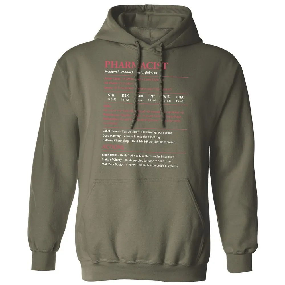 Pharmacist Stats Classic Unisex Hoodie - Military Green - 4