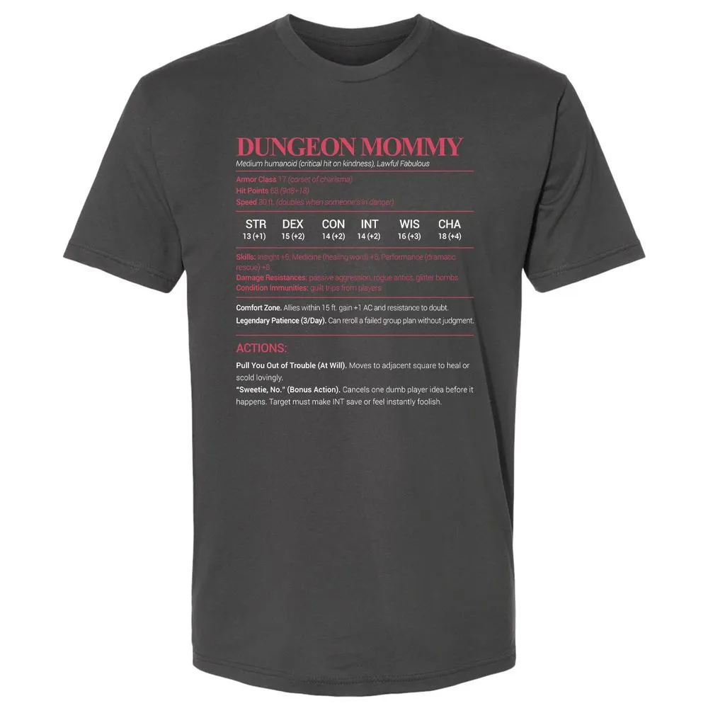 Dungeon Mommy Stats Premium Unisex T-Shirt - Heavy Metal - 8