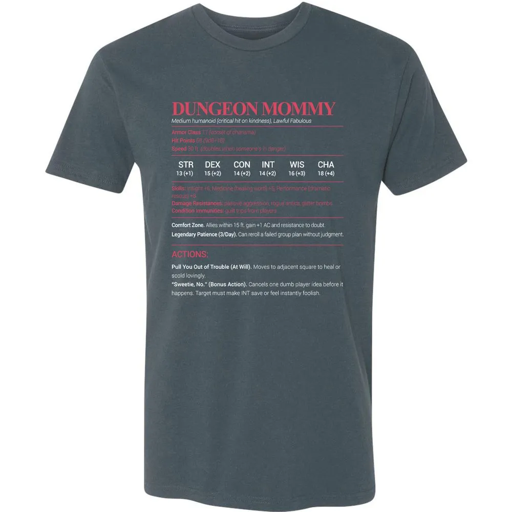 Dungeon Mommy Stats Premium Unisex T-Shirt - Indigo - 15