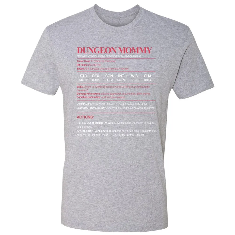Dungeon Mommy Stats Premium Unisex T-Shirt - Heather Grey - 9