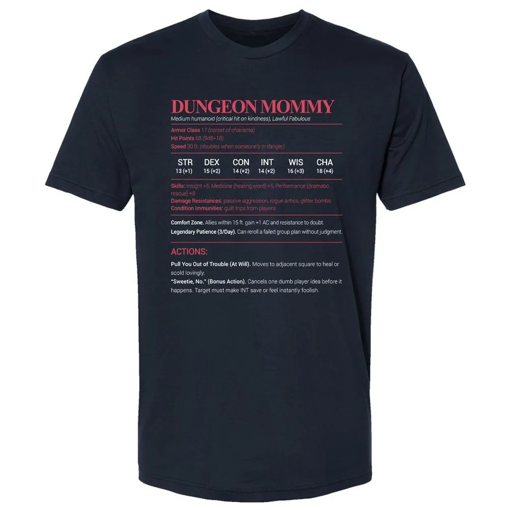 Dungeon Mommy Stats Premium Unisex T-Shirt - Midnight Navy - 2