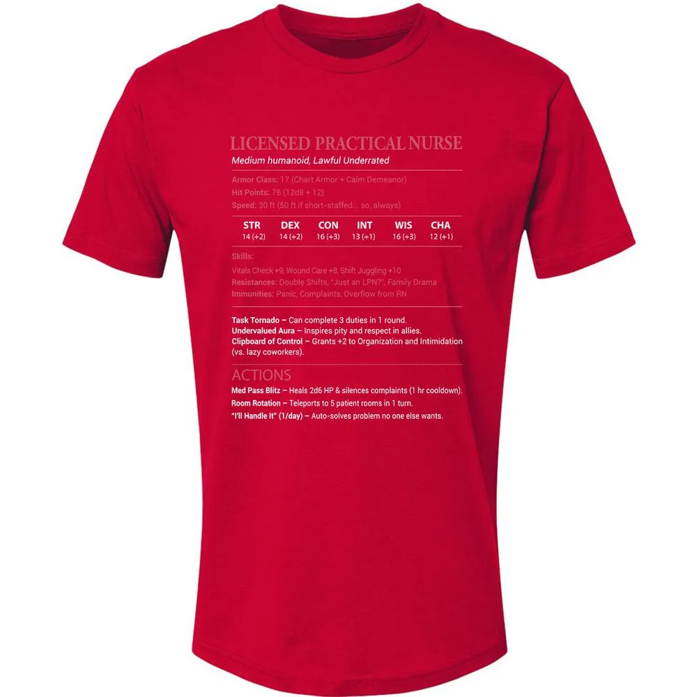 Licensed Practical Nurse LPN Premium Unisex T-Shirt - Red - 6