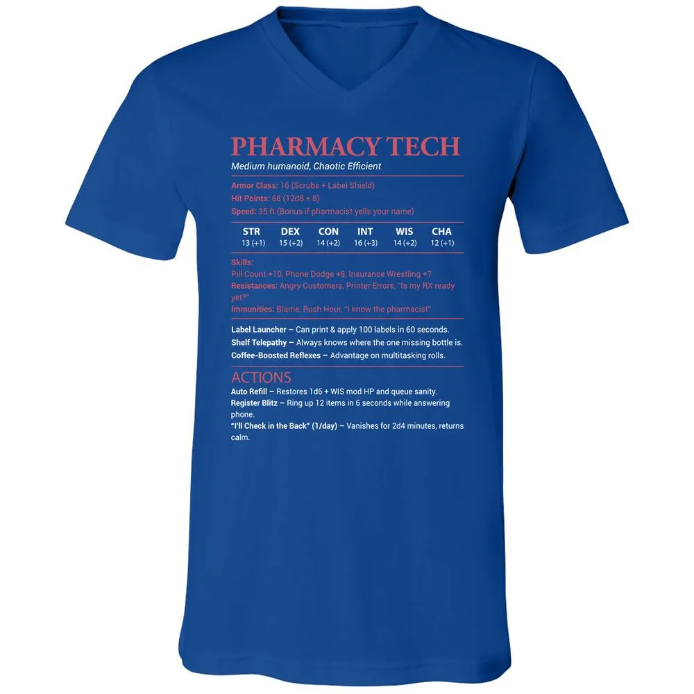 Pharmacy Tech Unisex V-Neck T-Shirt - True Royal - 4