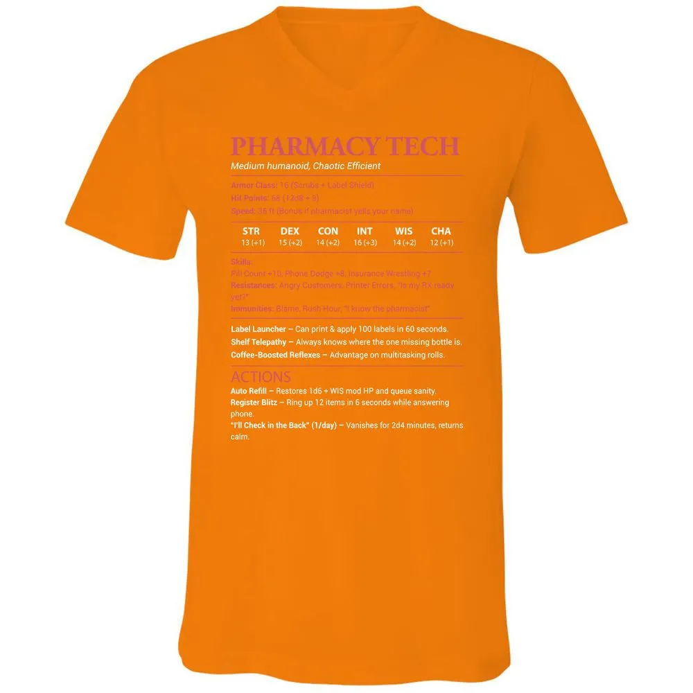 Pharmacy Tech Unisex V-Neck T-Shirt - Orange - 11