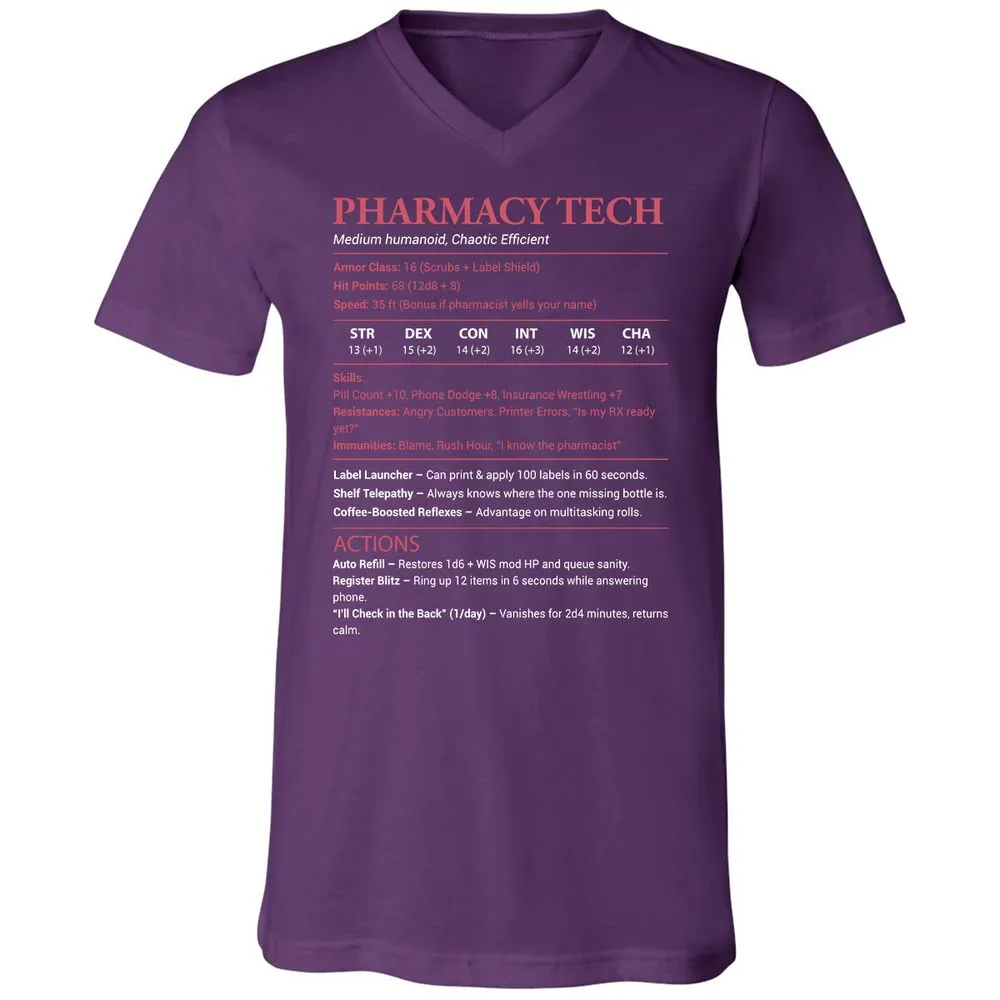 Pharmacy Tech Unisex V-Neck T-Shirt - Team Purple - 9
