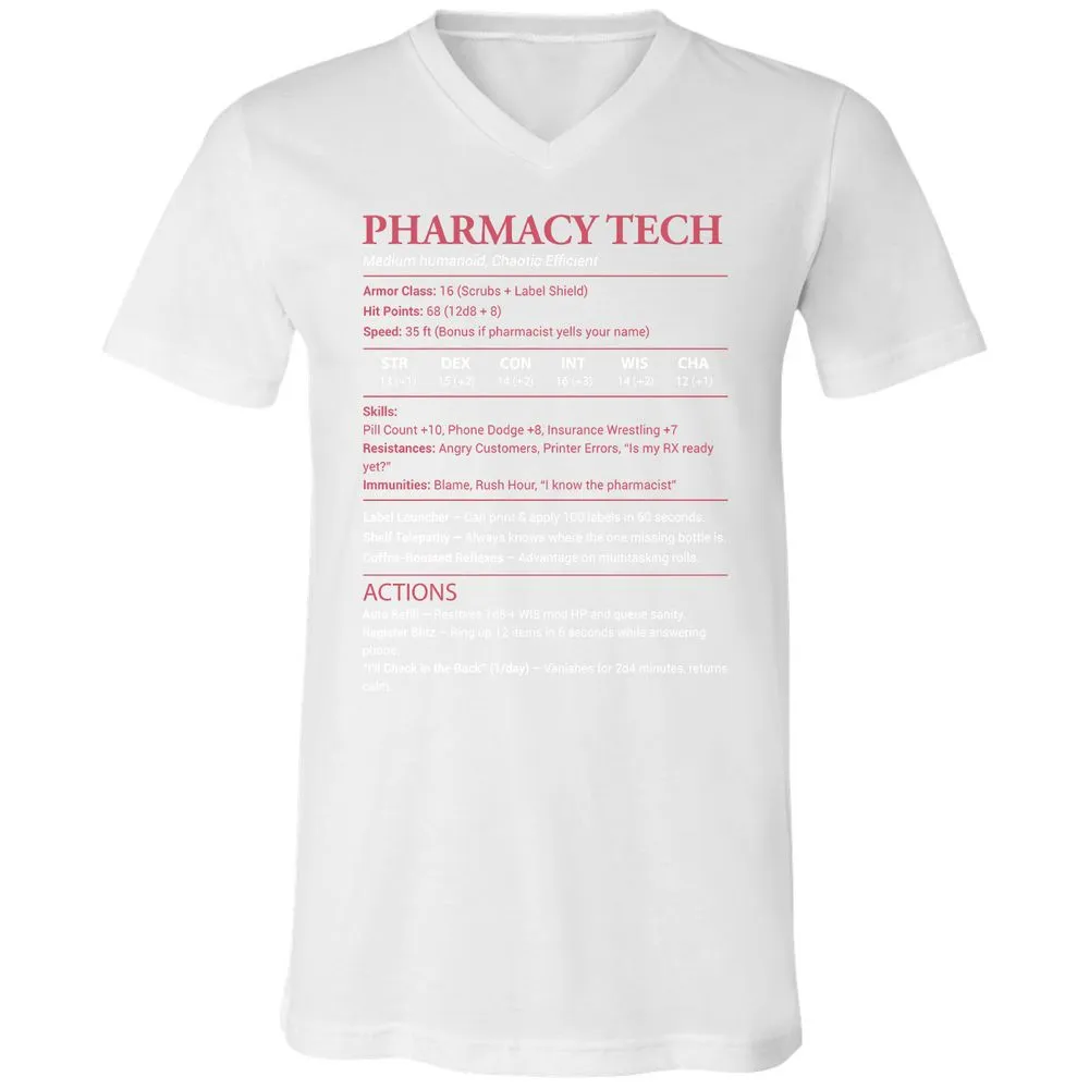 Pharmacy Tech Unisex V-Neck T-Shirt - White - 5