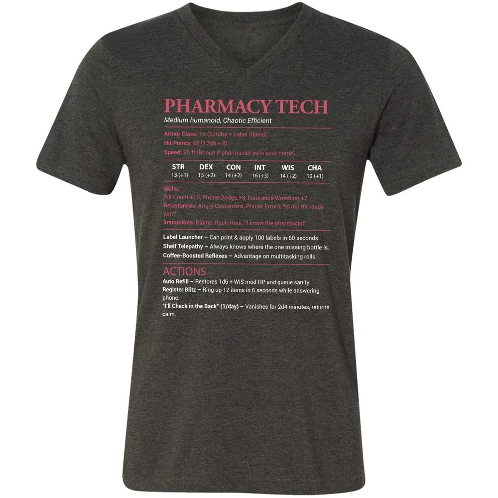 Pharmacy Tech Unisex V-Neck T-Shirt - Dark Grey Heather - 8