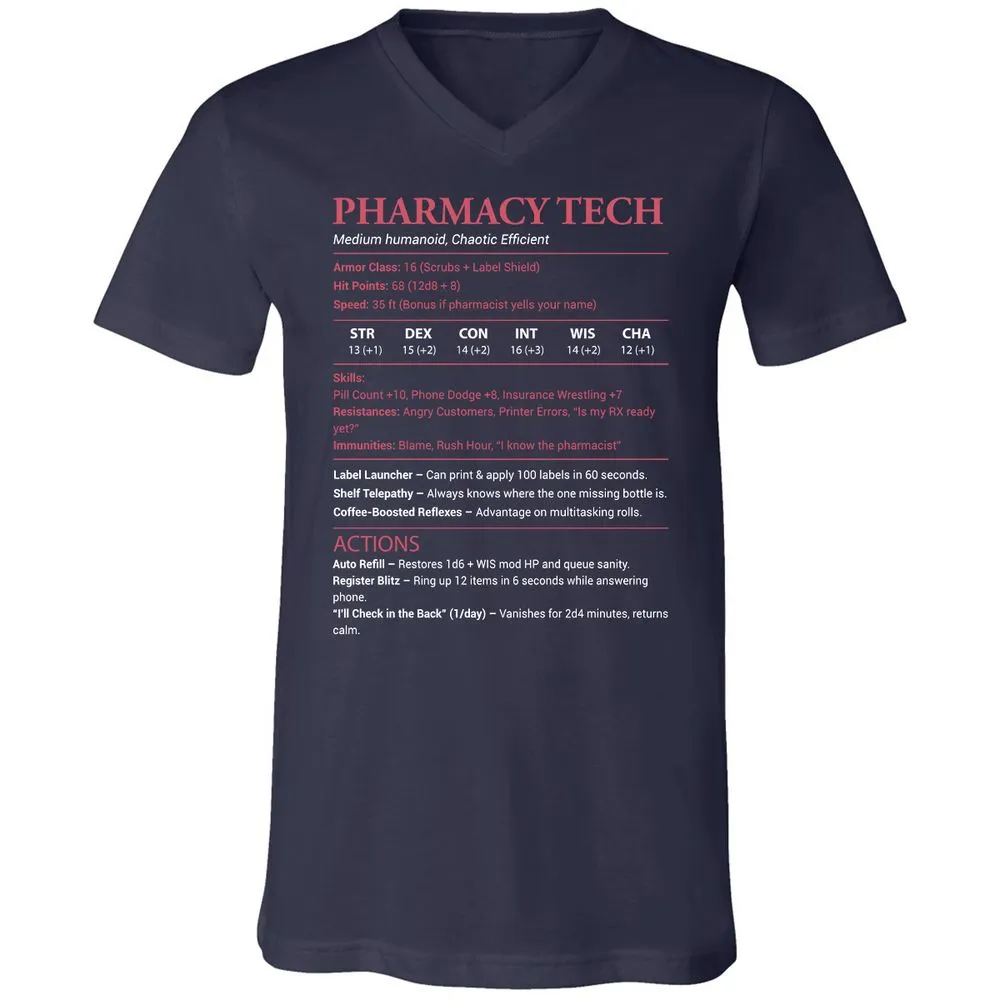 Pharmacy Tech Unisex V-Neck T-Shirt - Navy - 2