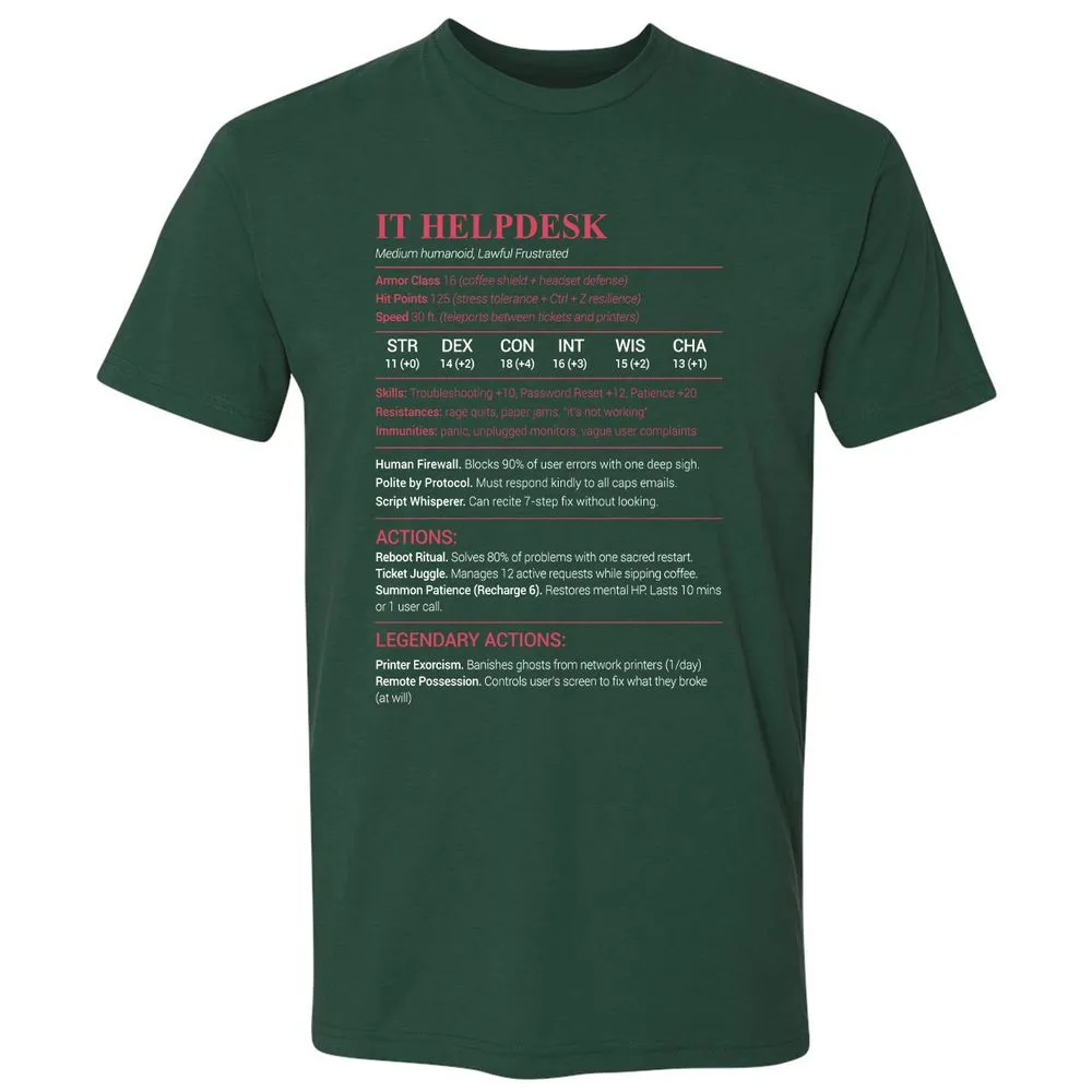 IT Helpdesk Premium Unisex T-Shirt - Forest Green - 13