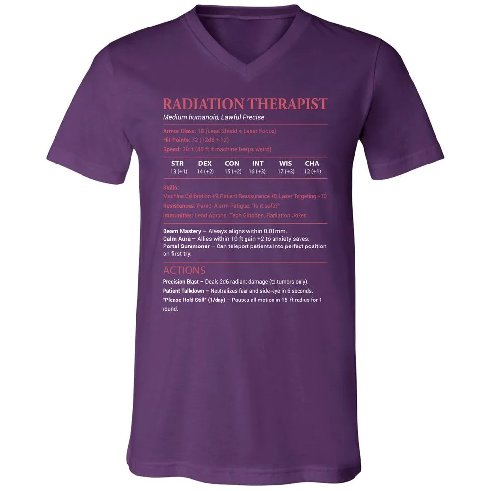 Radiation Therapist Unisex V-Neck T-Shirt - Team Purple - 9