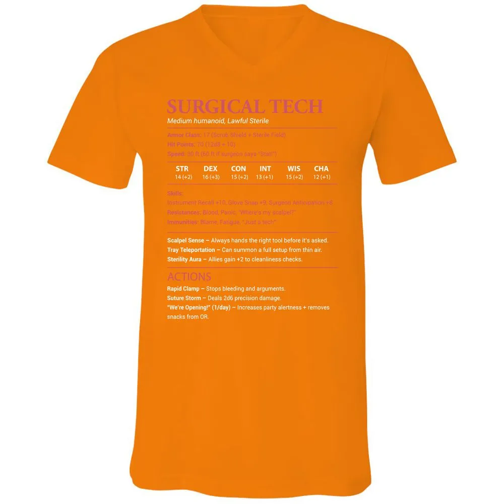 Surgical Tech Unisex V-Neck T-Shirt - Orange - 11