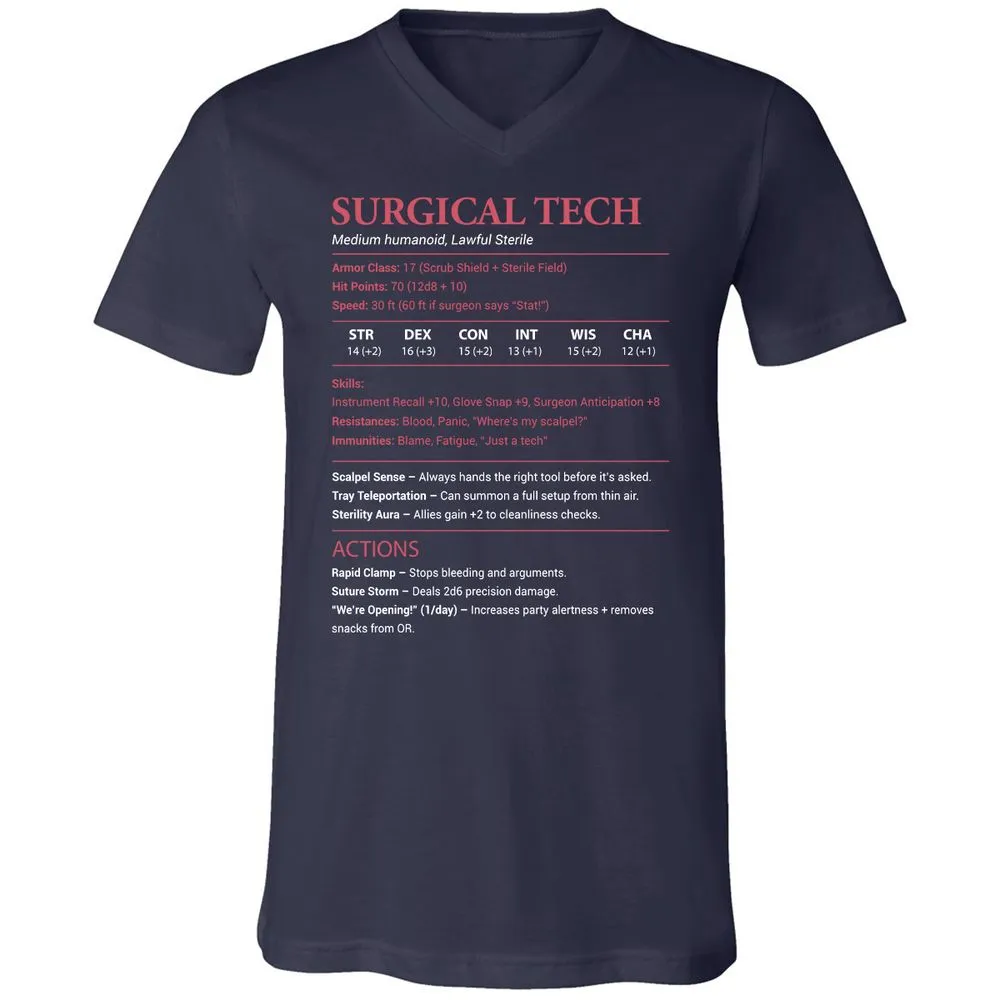 Surgical Tech Unisex V-Neck T-Shirt - Navy - 2