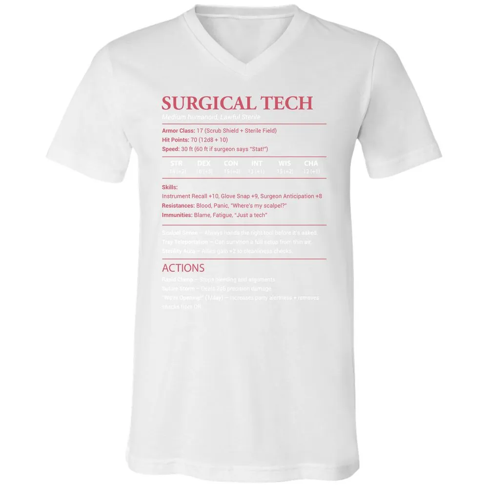 Surgical Tech Unisex V-Neck T-Shirt - White - 5