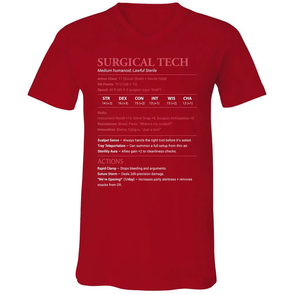 Surgical Tech Unisex V-Neck T-Shirt - Red - 3