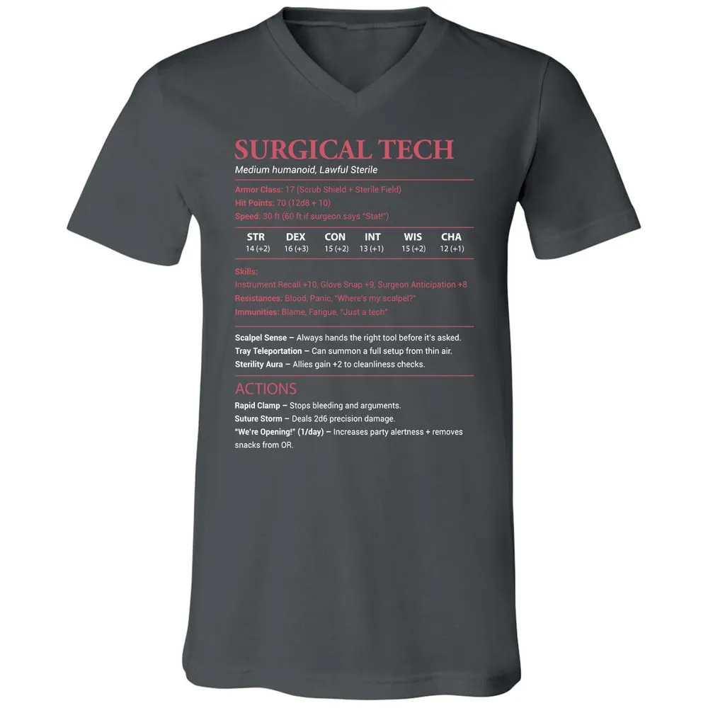 Surgical Tech Unisex V-Neck T-Shirt - Asphalt - 12