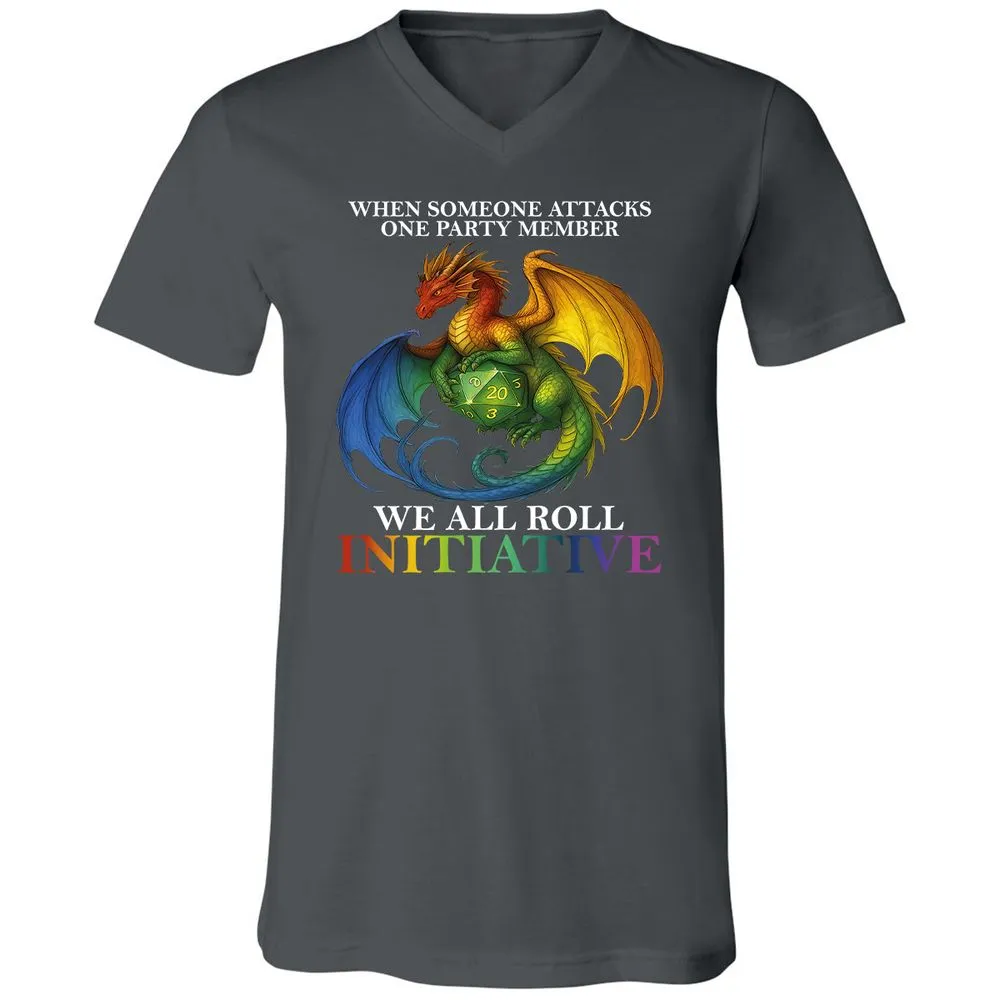 Dragon Roll For Initiative Unisex V-Neck T-Shirt - Asphalt - 12