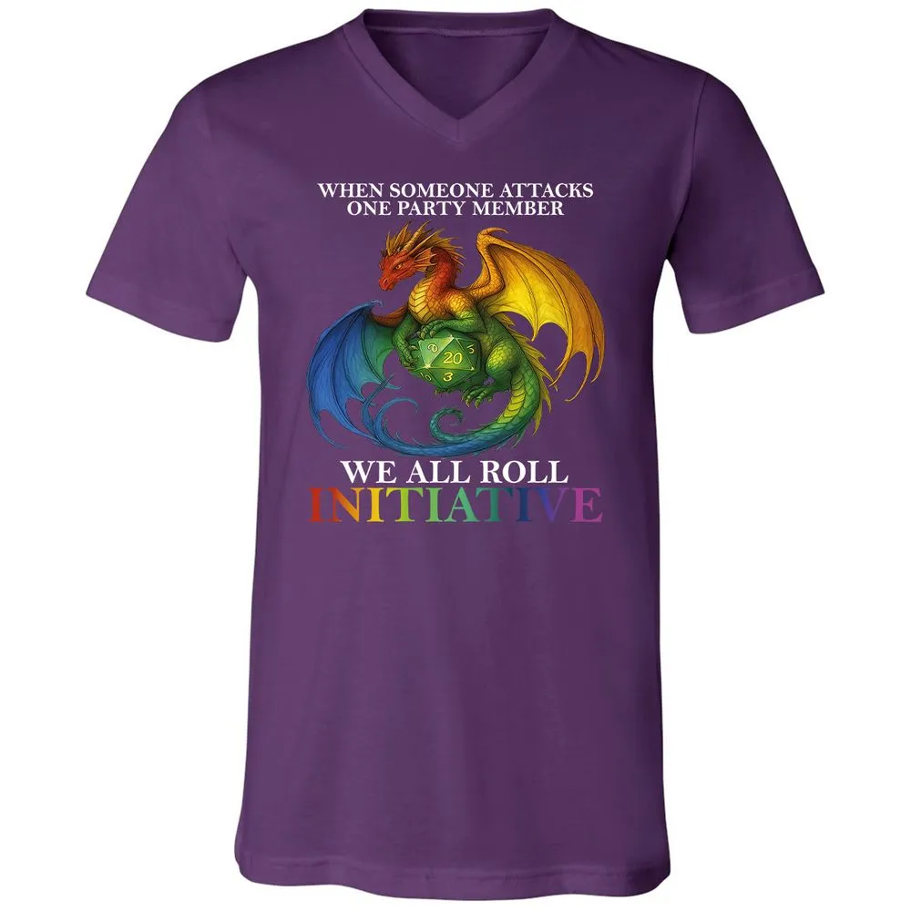 Dragon Roll For Initiative Unisex V-Neck T-Shirt - Team Purple - 9