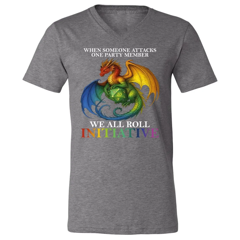Dragon Roll For Initiative Unisex V-Neck T-Shirt - Deep Heather - 13