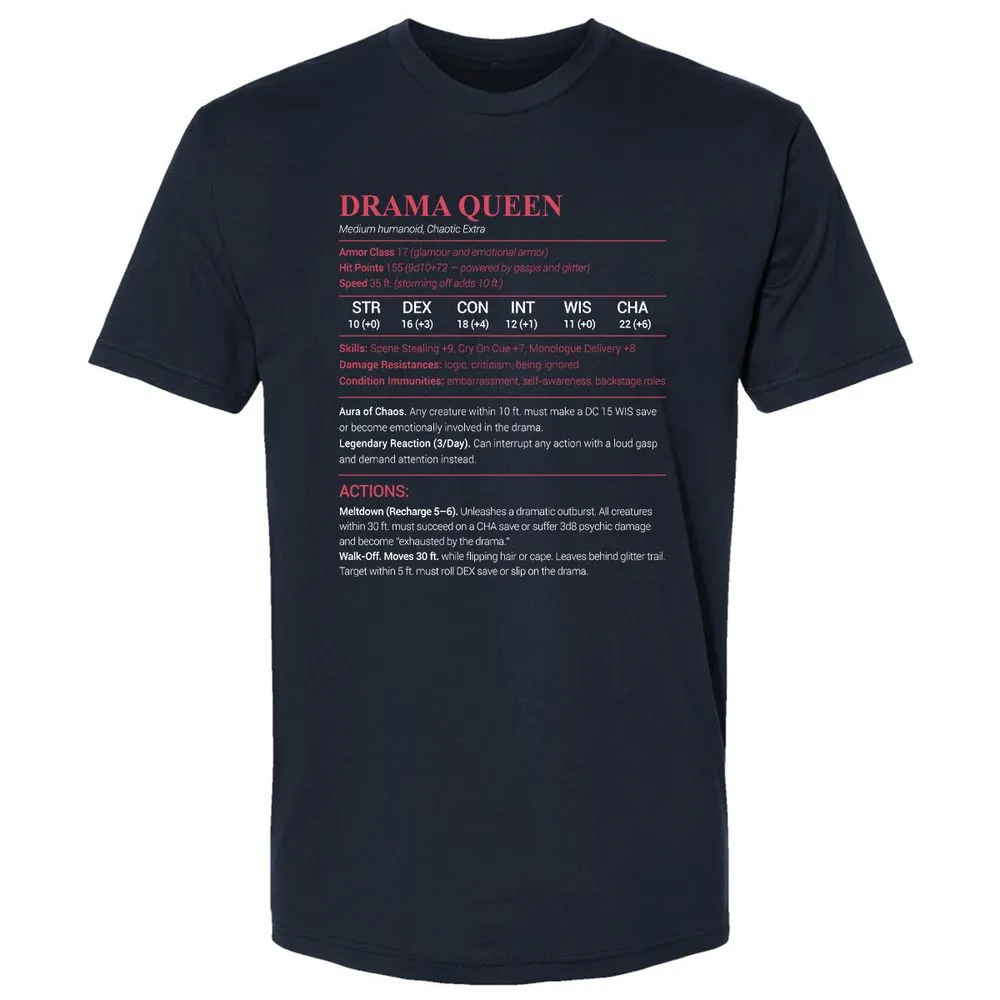 Drama Queen Premium Unisex T-Shirt - Midnight Navy - 2