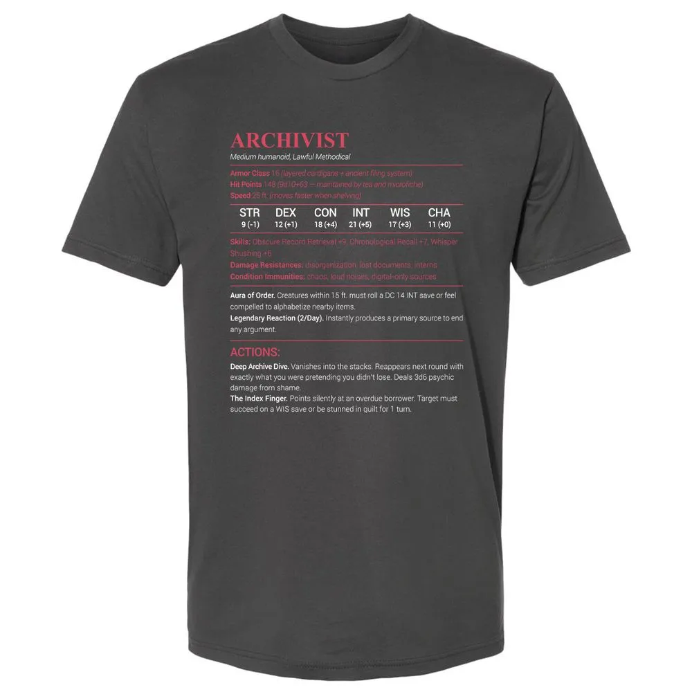 Archivist Stats Premium Unisex T-Shirt - Heavy Metal - 8