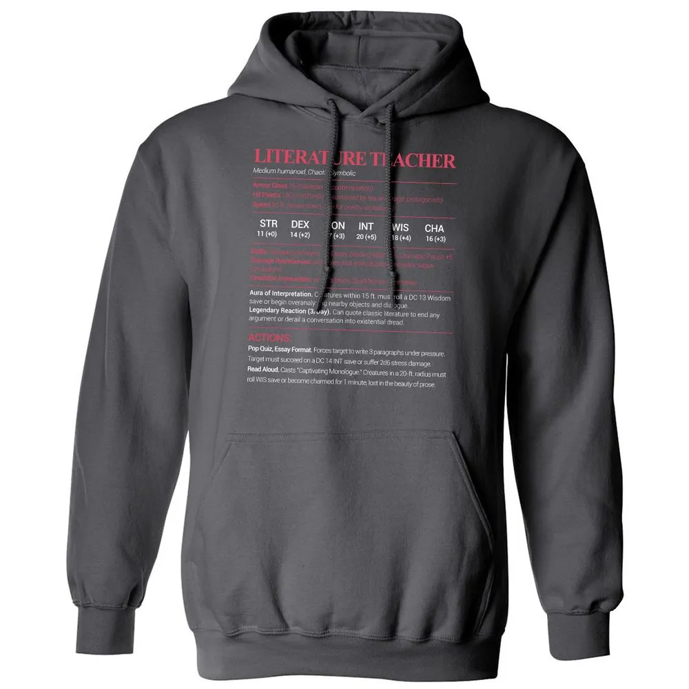 Literature Teacher Classic Unisex Hoodie - Charcoal - 7