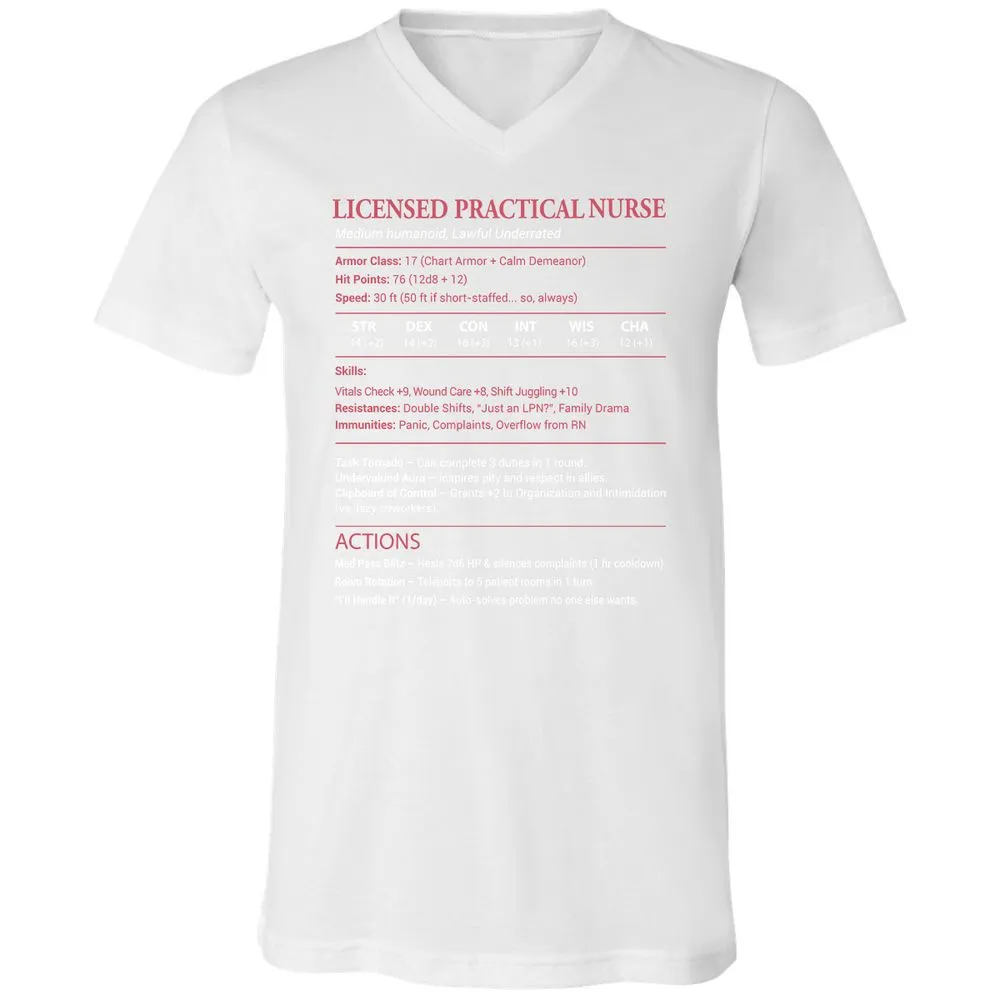 Licensed Practical Nurse LPN Unisex V-Neck T-Shirt - White - 5