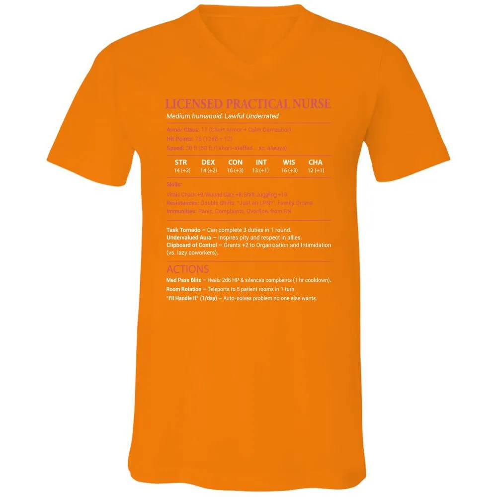 Licensed Practical Nurse LPN Unisex V-Neck T-Shirt - Orange - 11