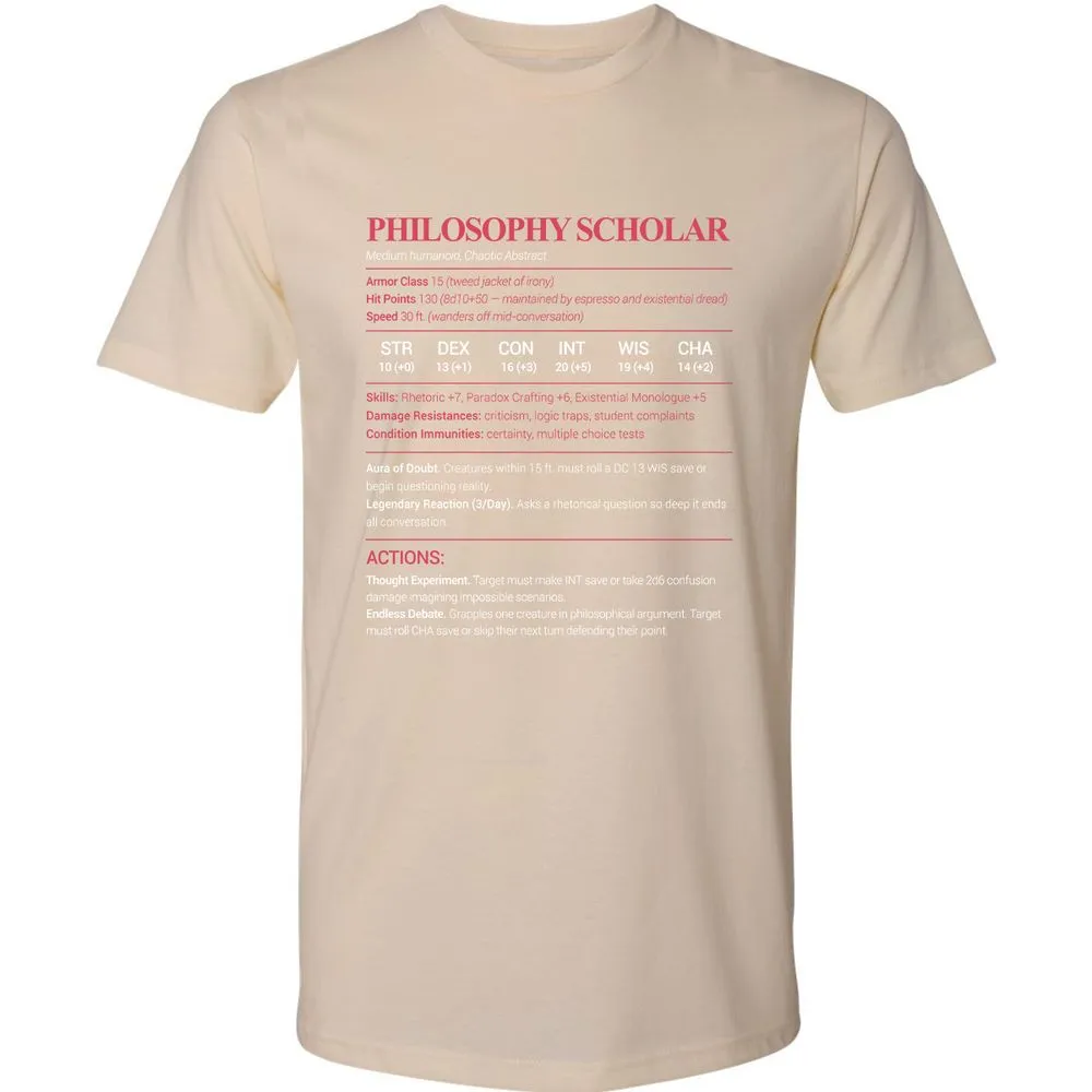 Philosophy Scholar Premium Unisex T-Shirt - Cream - 14