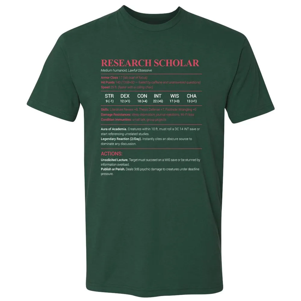 Research Scholar Premium Unisex T-Shirt - Forest Green - 13