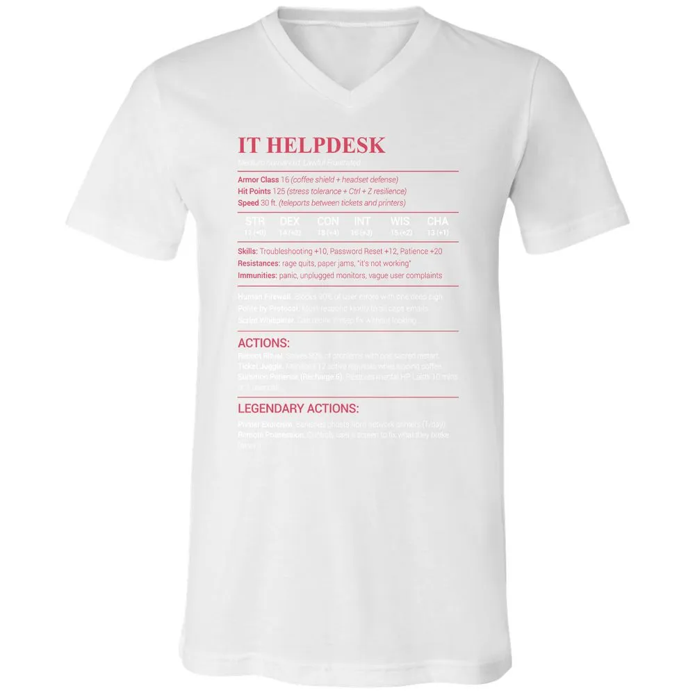 IT Helpdesk Unisex V-Neck T-Shirt - White - 5