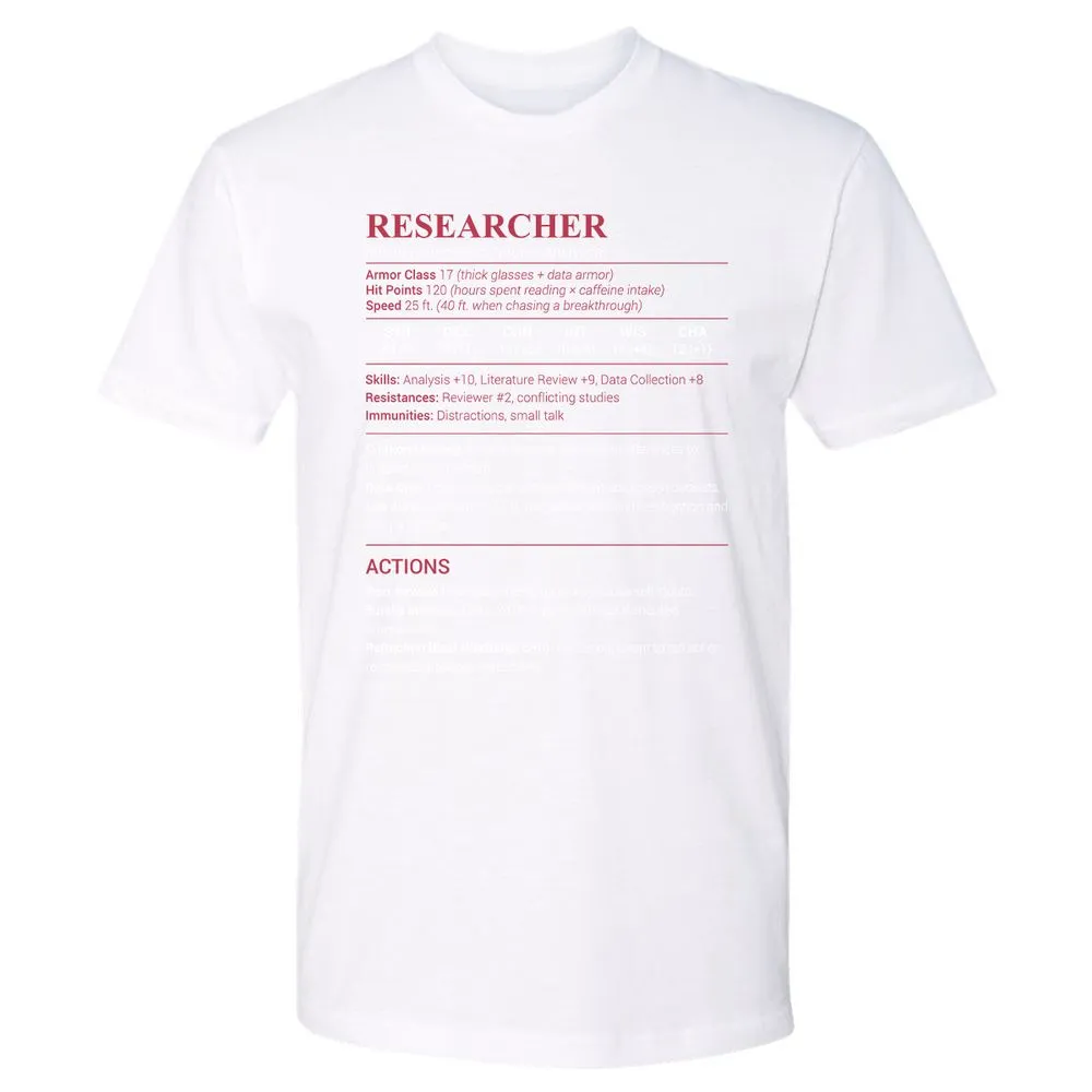 Researcher Stats Premium Unisex T-Shirt - White - 4