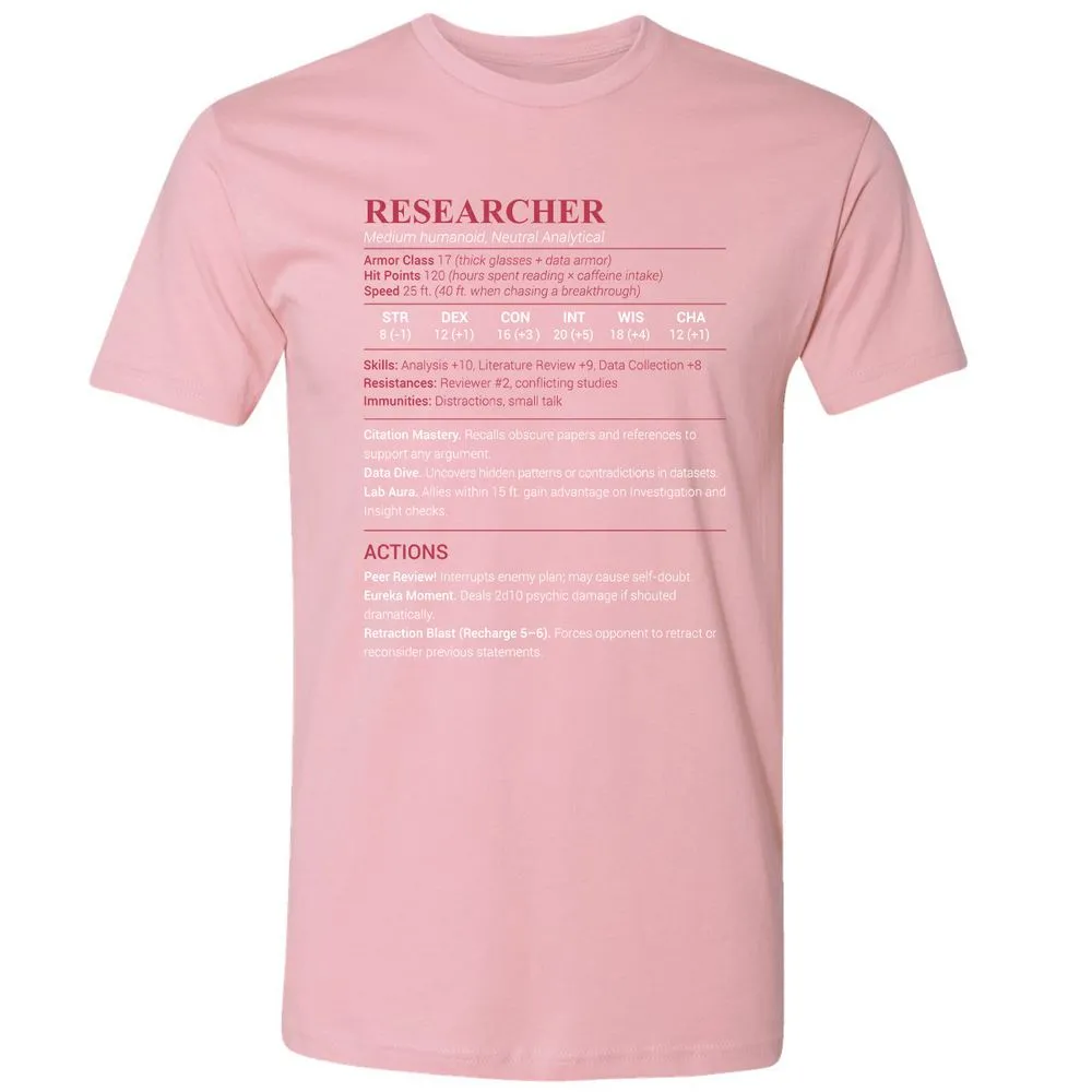 Researcher Stats Premium Unisex T-Shirt - Light Pink - 3