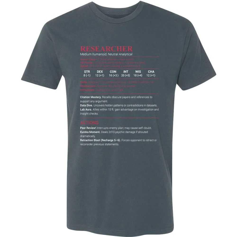 Researcher Stats Premium Unisex T-Shirt - Indigo - 15