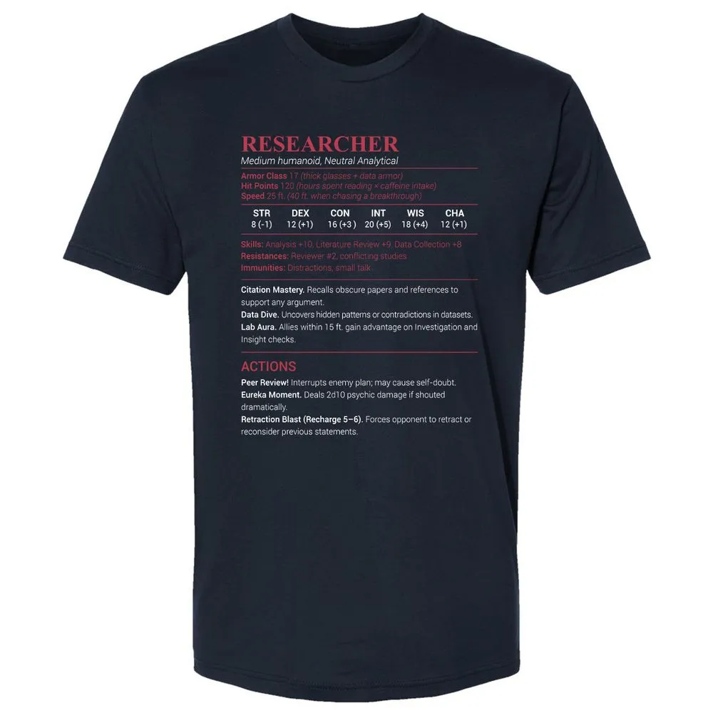Researcher Stats Premium Unisex T-Shirt - Midnight Navy - 2