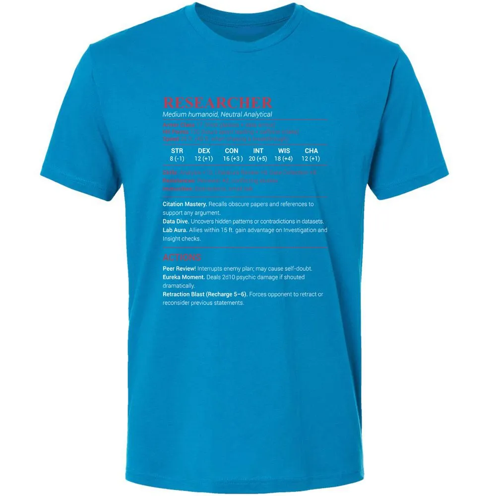 Researcher Stats Premium Unisex T-Shirt - Turquoise - 16