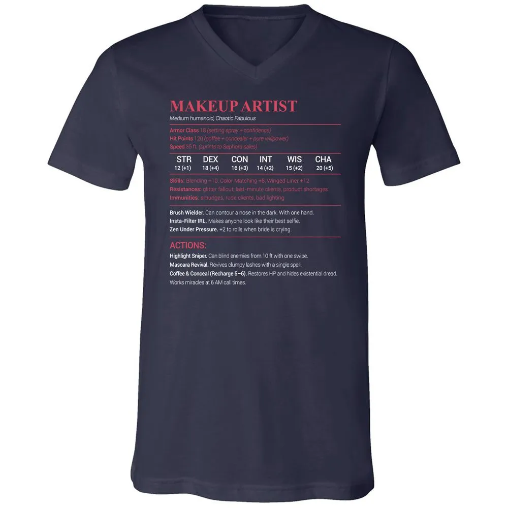 Makeup Artist Unisex V-Neck T-Shirt - Navy - 2